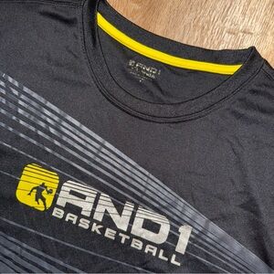 AND 1 Basketball non sweat Tee XL Dri Fit Gym Training Running Black Y2K Skate